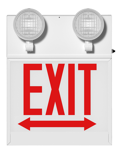 RAB Lighting Chicago Approved LED Exit Emergency Combo, Single Face, Remote Capable, Red Letters, 120/277V, ECOMBO-1DARCH