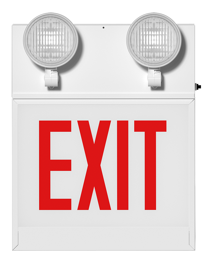 RAB Lighting Chicago Approved LED Exit Emergency Combo, Red Letters, 120/277V, ECOMBO-CH