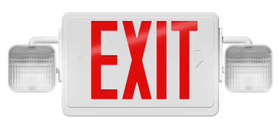 RAB Lighting High Lumen LED Exit Emergency Combo, Red Letters, 120/277V, ECOMBO-H