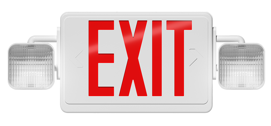 RAB Lighting ECOMBO Exit/Emergency Combo, 2-Head, Universal Face, Red Letters, Self-Diagnostics, ECOMBO-S