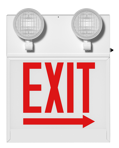 RAB Lighting Chicago Approved LED Exit Emergency Combo, Single Face, Remote Capable, Red Letters, 120/277V, ECOMBO-1RARCH