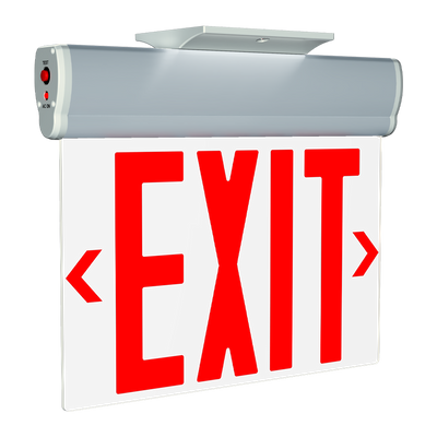 RAB Lighting ELSNYC Edgelit NY Exit Sign, 1 Face, Red Letter, Clear Panel, Aluminum