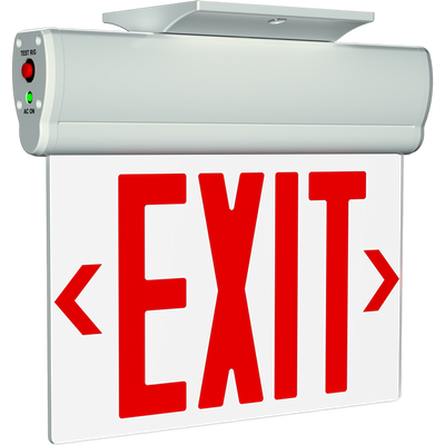RAB Lighting ELS Edgelit Exit Sign, 1 Face, Red/Green Letter, Clear Panel, White