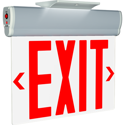 RAB Lighting ELXNYC Edgelit NY Exit Sign, 1 Face, Red Letter, Clear Panel, Silver