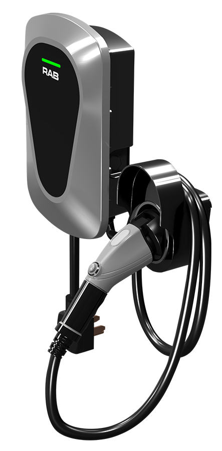 RAB Level 2 Plug-and-Play Electric Vehicle Charger, 32A Max Output, 23ft Cable, 200-240V, EVC32