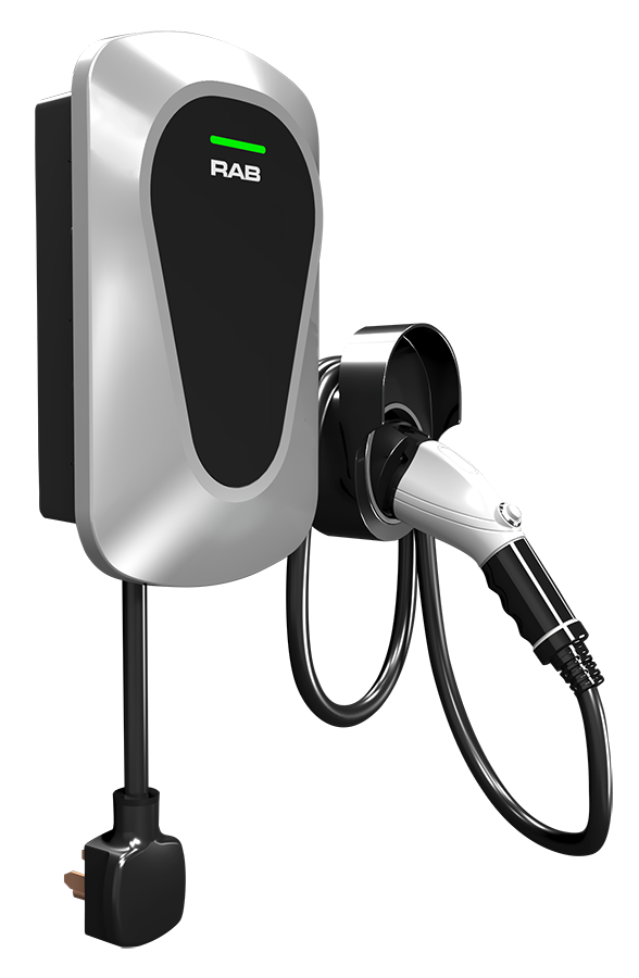 RAB Level 2 Plug-and-Play Electric Vehicle Charger, 32A Max Output, 23ft Cable, 200-240V, EVC32