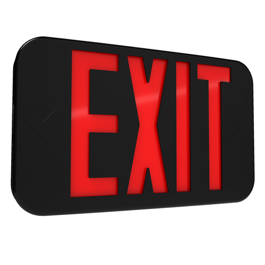 RAB Lighting EXIT34 LED Exit Sign, Battery Backup, Red + Green Letters, 120/277, Black, EXIT34-RG-E-B