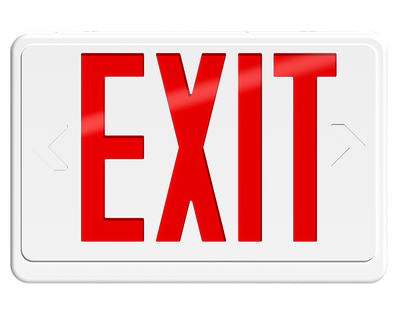 RAB Lighting LED Exit Sign, Remote Head Capable, Battery Backup, Red Letters, 120/277, EXIT-R