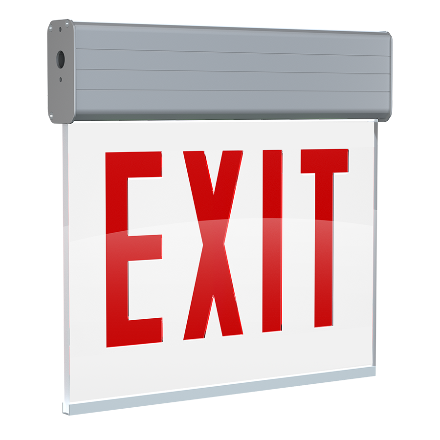 RAB Lighting EXITEDGE Chicago Exit Sign, 2-Face, White Panel, Aluminum Housing, No-Arrow, EXITEDGE-WPCH