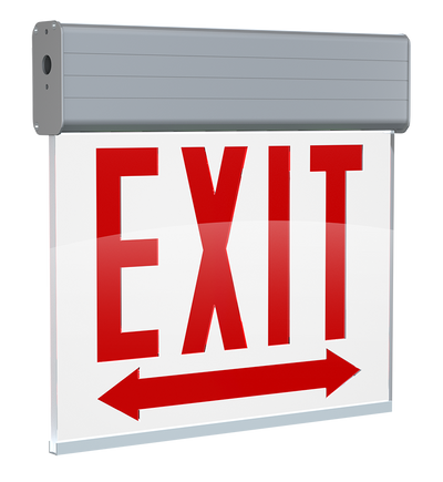 RAB Lighting EXITEDGE Chicago Exit Sign, 1-Face, White Panel, Aluminum Housing, Double Arrow, EXITEDGE-1WPDACH