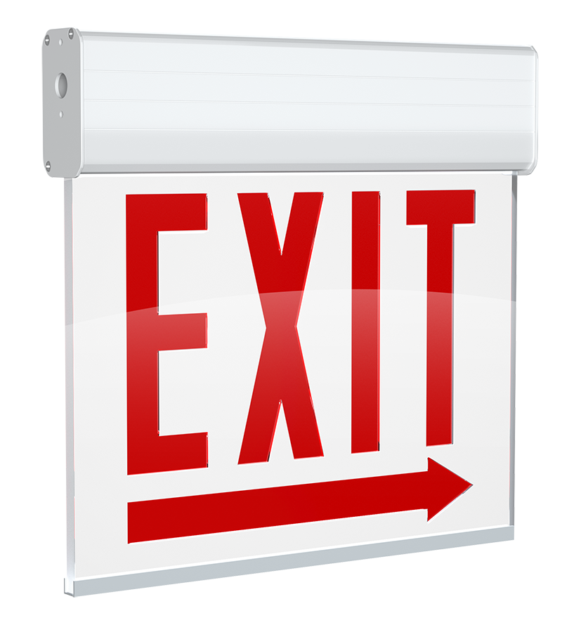 RAB Lighting EXITEDGE Chicago Exit Sign, 1-Face, White Panel, White Housing, Right Arrow