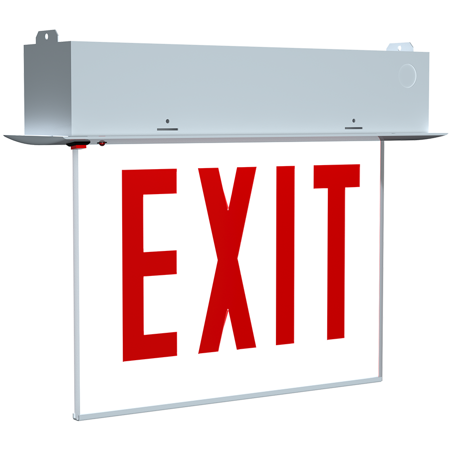 RAB Lighting EXITEDGE Chicago Exit Sign, 1-Face, Emergency Battery, White Panel, White Housing, Recessed Mount, EXITEDGE-RE-1WPWCH/E