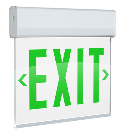 RAB Lighting EXITEDGE Edge-Lit Exit Sign, 2-Face, Green Letters, White Panel, White Housing, Self-Test, EXITEDGE-GWPWS/E