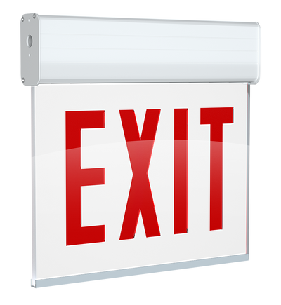 RAB Lighting Edgelit NYC Approved LED Exit Sign, Single Face, Battery Backup, White / White, 120/277, EXITEDGE-1WPWNY-E