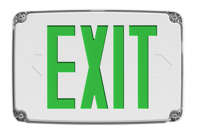 RAB Lighting Outdoor LED Exit Sign, Single Face, Battery Backup, Green Letters, White / White, 120/277, EXITOUT-GC