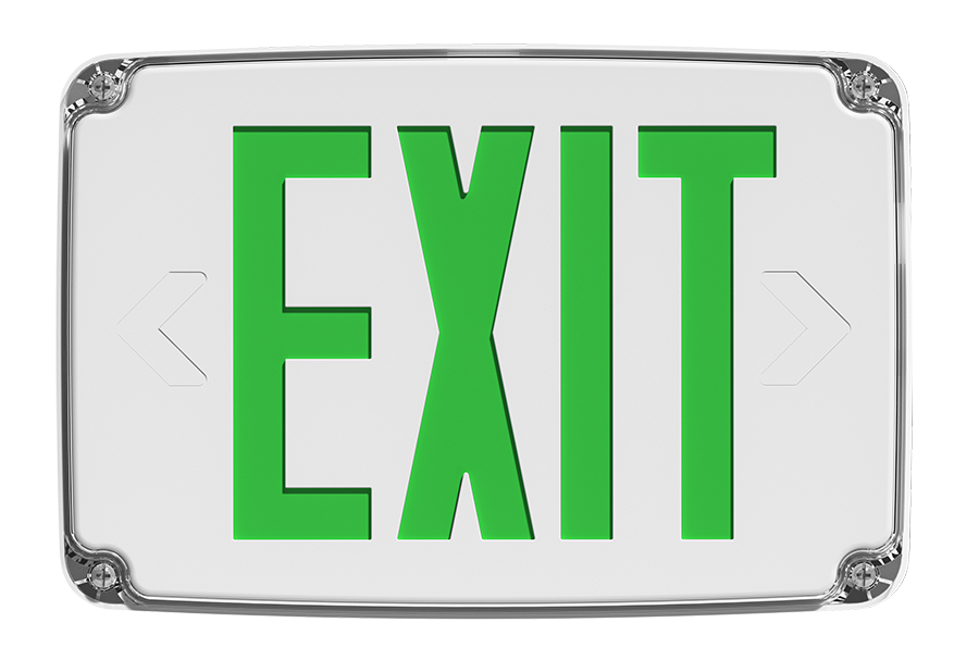 RAB Lighting Outdoor Exit Sign, 1-Face, Green Letters, Wet Rated, White, EXITOUT-G