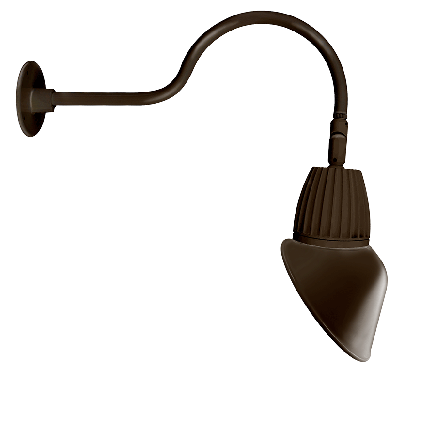 RAB Lighting Gooseneck, 26W, 4000K, 24 In. Arm, Angled Cone Flood, 11 In., Brown, GN1LED26NAC11BWN