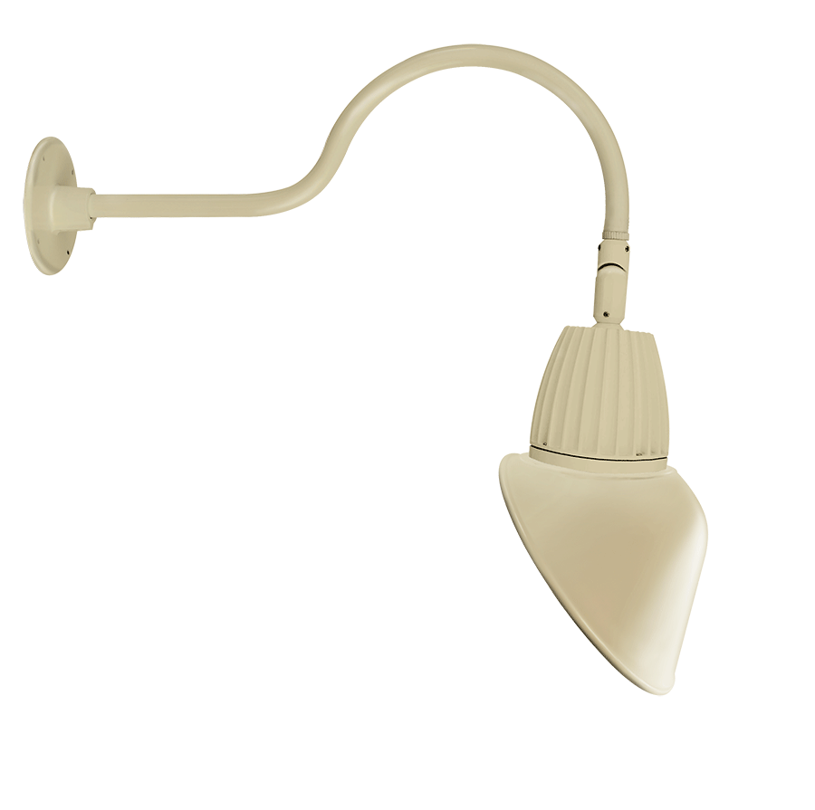 RAB Lighting Gooseneck, 13W, 4000K, 24 In. Arm, 11 In. Cone, Ivory, GN1LED13NAC11I