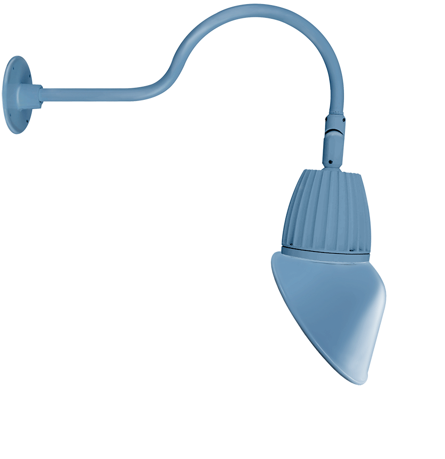 RAB Lighting Gooseneck, 13W, 3000K, 24 In. Arm, Angled Cone, 11 In., Royal Blue, GN1LED13YRAC11BL