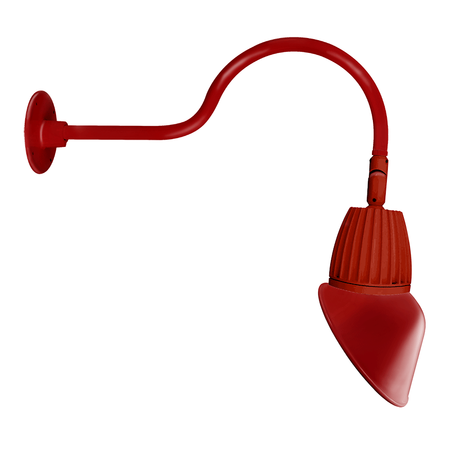 RAB Lighting Gooseneck Light, 26W, 3000K, 24 In. Arm, Angled Cone, Red, GN1LED26YAC11R