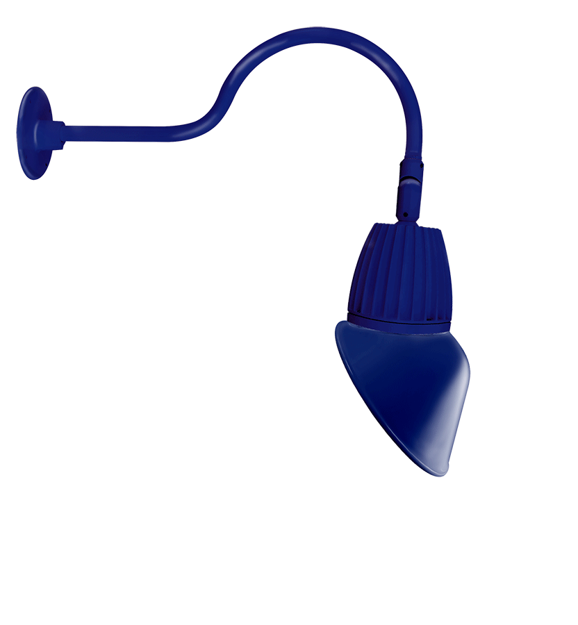 RAB Lighting Gooseneck, 13W, 4000K, 24 In. Arm, Angled Cone, 11 In., Royal Blue, GN1LED13NSAC11BL