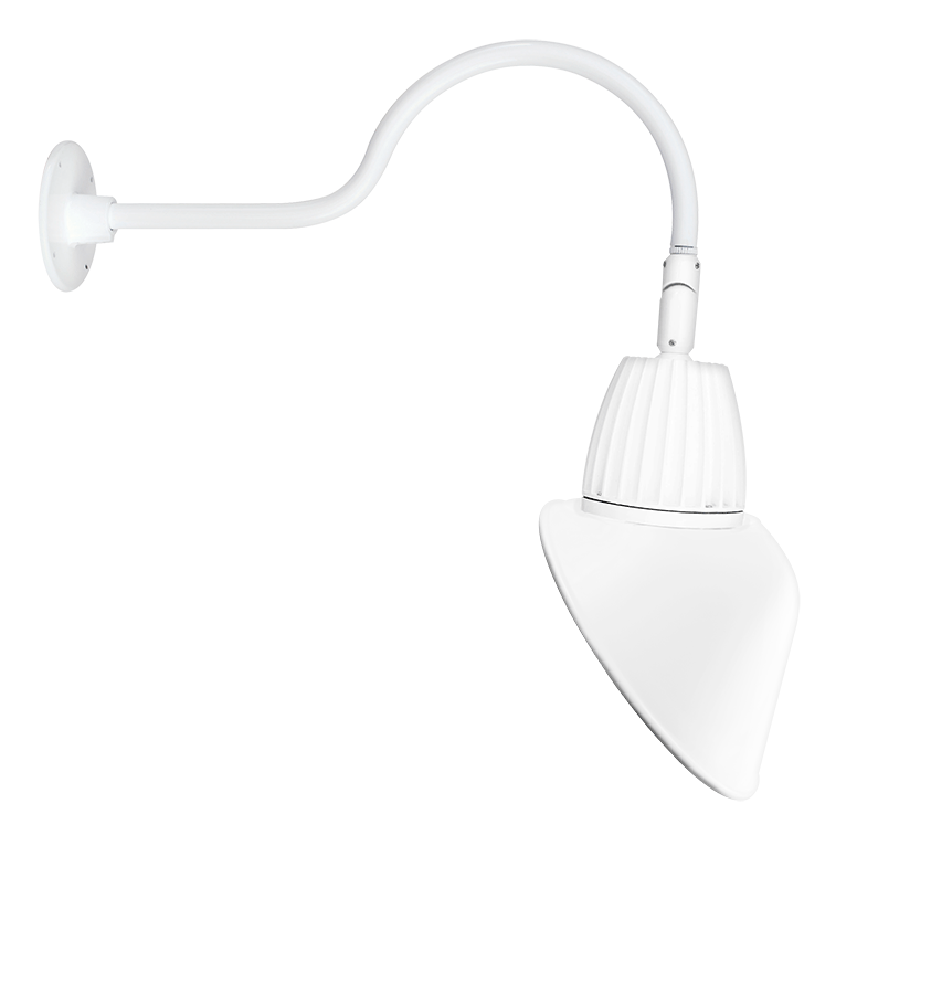 RAB Lighting Gooseneck, 13W, 4000K, 24 In. Arm, 11 In. Angled Cone Flood, White, GN1LED13NAC11W