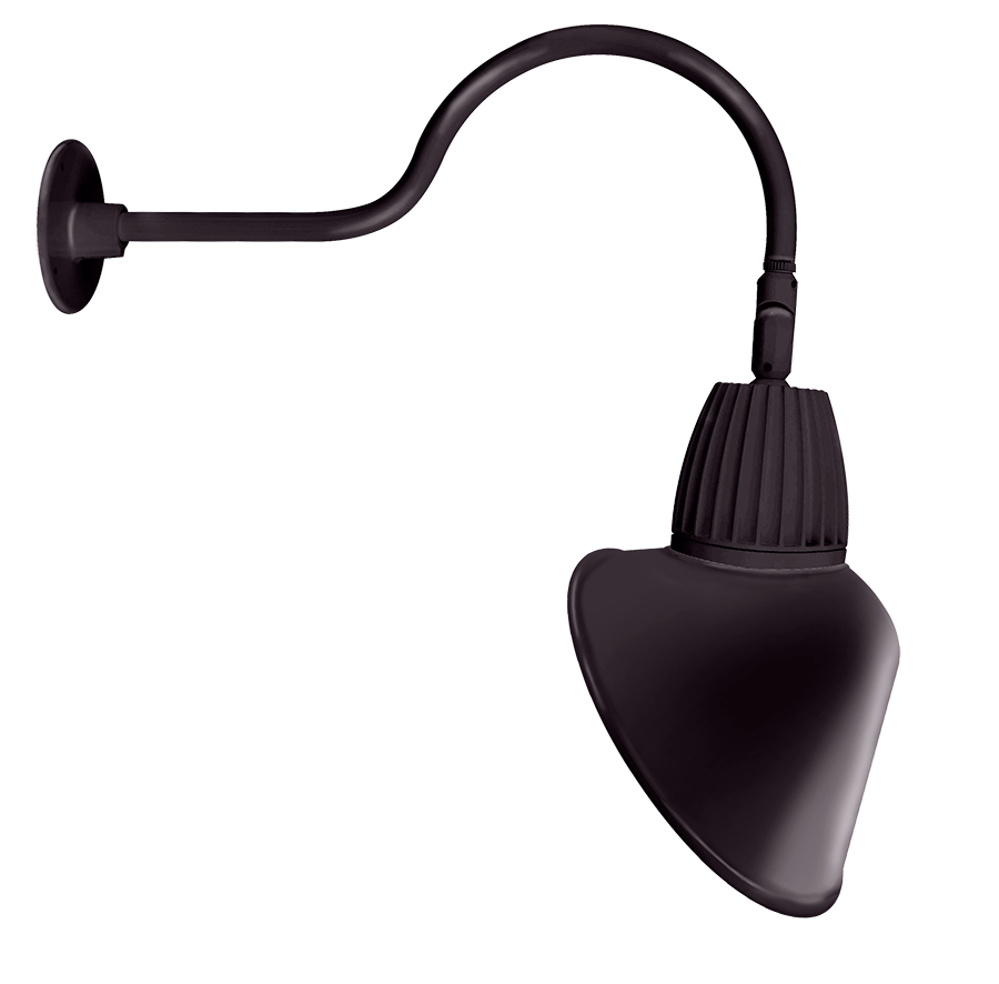RAB Lighting Gooseneck, 13W, 4000K, 24 In. Arm, Angled Cone, 15 In. Rectangular, Bronze, GN1LED13NRACA