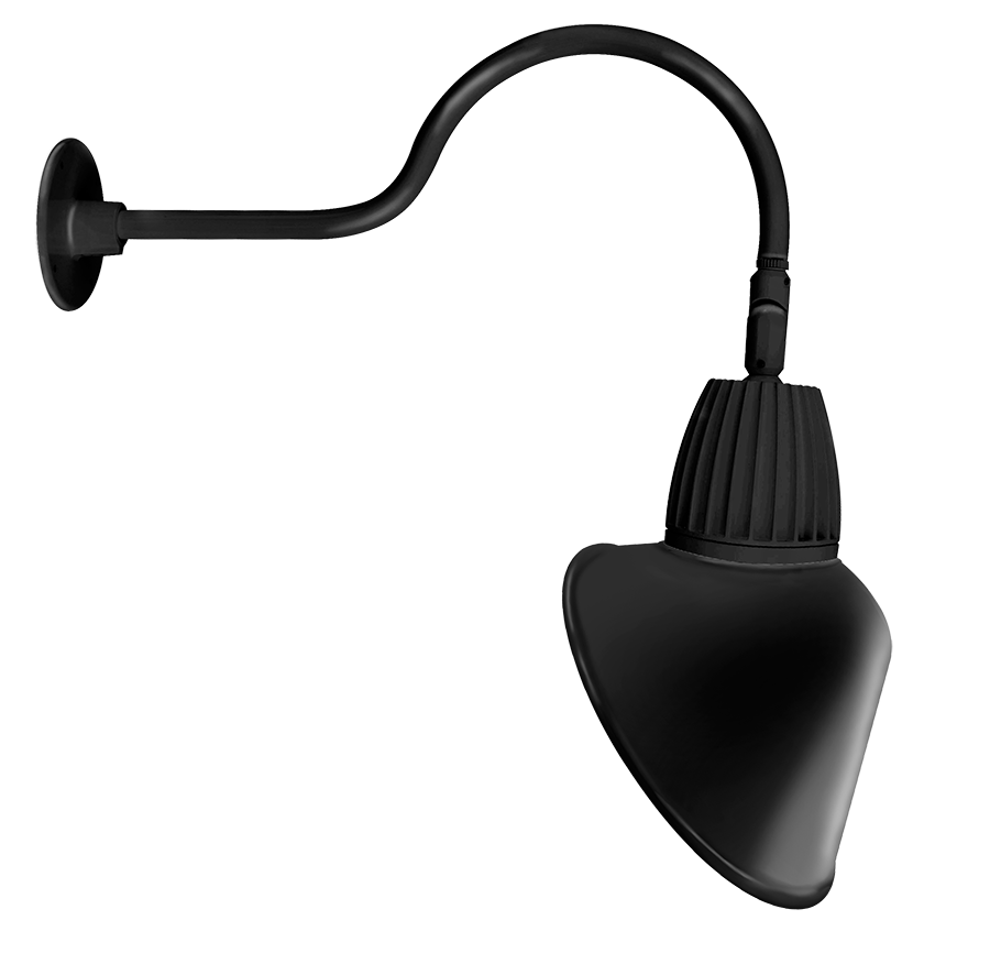 RAB Lighting Gooseneck, 26W, 4000K, 24 In. Arm, Angled Cone, 15 In. Rectangular, Black, GN1LED26NRACB