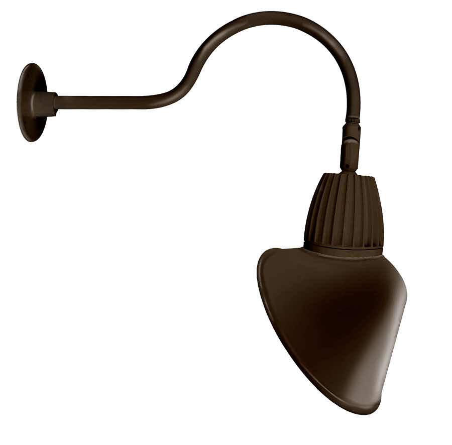 RAB Lighting Gooseneck, 26W, 4000K, 24 In. Arm, Angled Cone, 15 In. Rectangular, Brown, GN1LED26NRACBWN