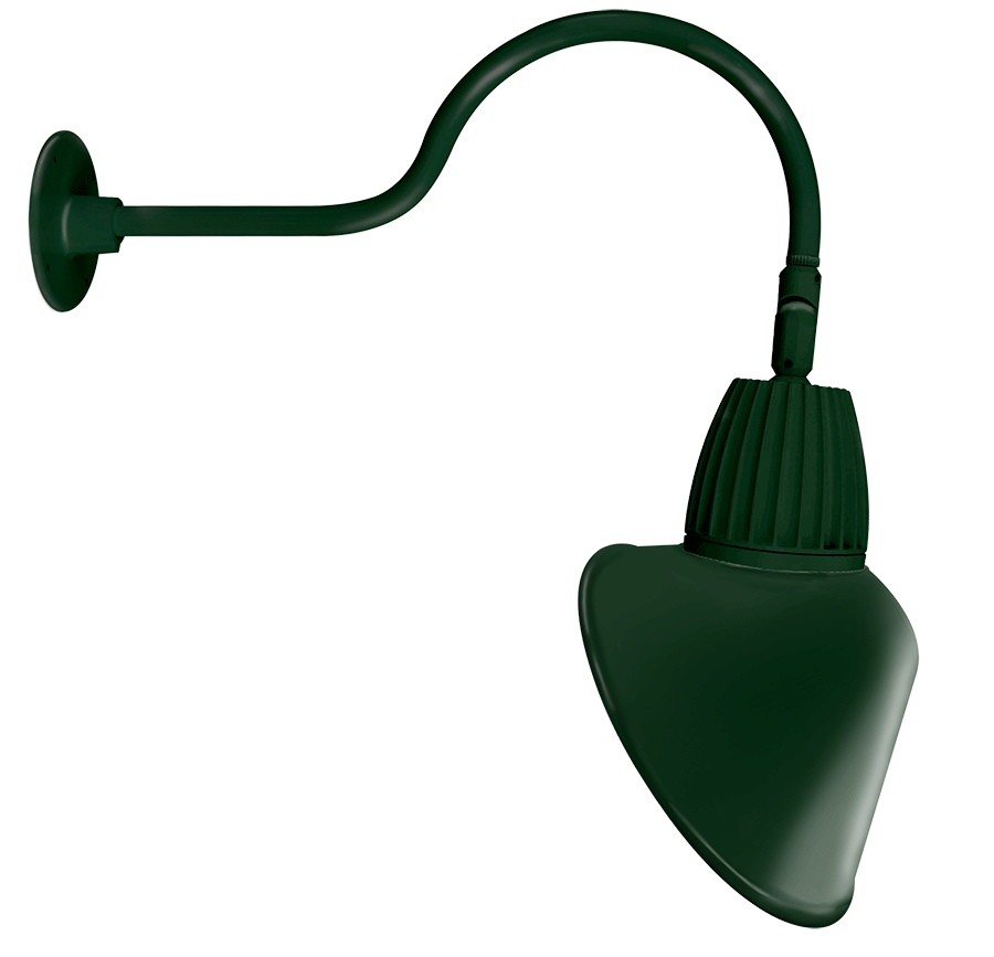 RAB Lighting Gooseneck Flood Light, 26W, 4000K, 24 In. Arm, 15 In. Angled Cone, Hunter Green, GN1LED26NACG