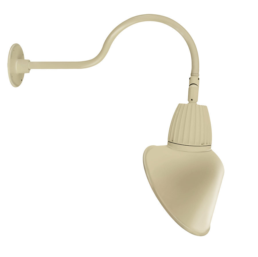 RAB Lighting Gooseneck, 13W, 3000K, 24 In. Arm, Angled Cone Spot with Reflector, 15 In., Ivory, GN1LED13YSACI