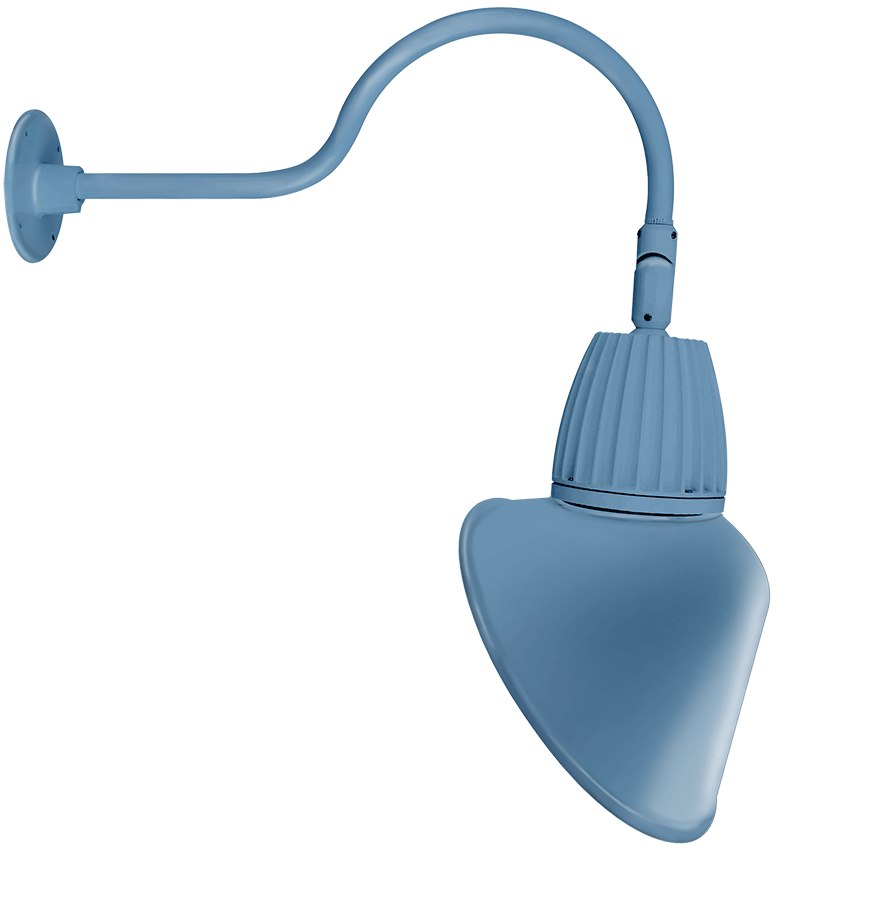 RAB Lighting Gooseneck, 13W, 4000K, 24 In. Arm, 15 In. Angled Cone, Light Blue, GN1LED13NACLB