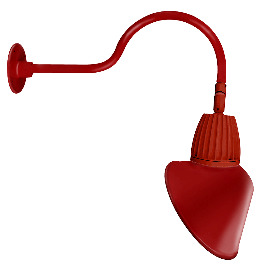 RAB Lighting Gooseneck, 13W, 4000K, 24 In. Arm, 15 In. Angled Cone, Red, GN1LED13NACR