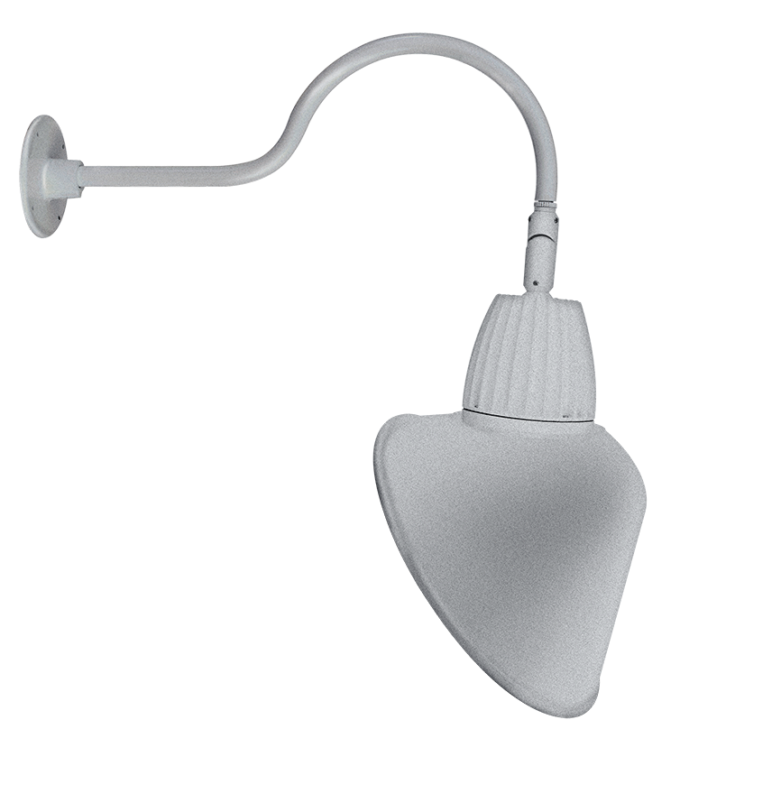 RAB Lighting Gooseneck, 13W, 4000K, 24 In. Arm, 15 In. Angled Cone, Silver, GN1LED13NACS