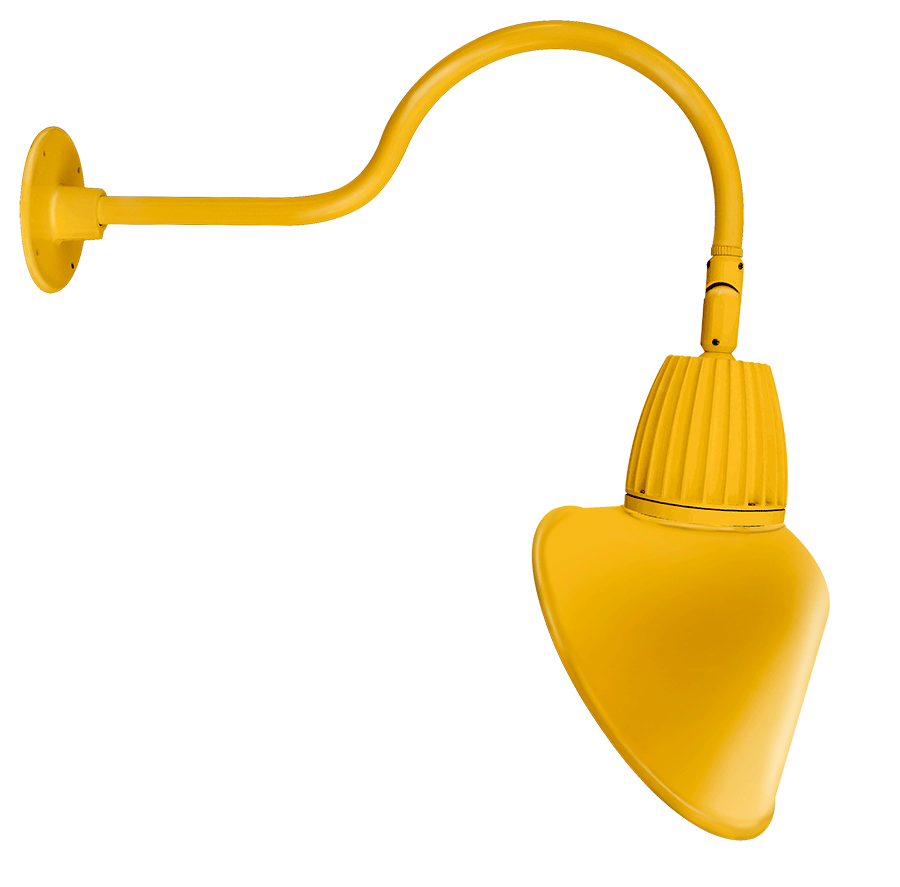 RAB Lighting Gooseneck, 13W, 3000K, 24 In. Arm, Angled Cone Spot with Reflector, 15 In., Yellow, GN1LED13YSACYL