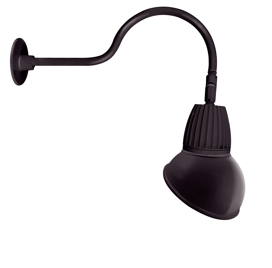 RAB Lighting Gooseneck, 26W, 4000K, 24 In. Arm, 11 In. Angled Dome, Bronze, GN1LED26NAD11A
