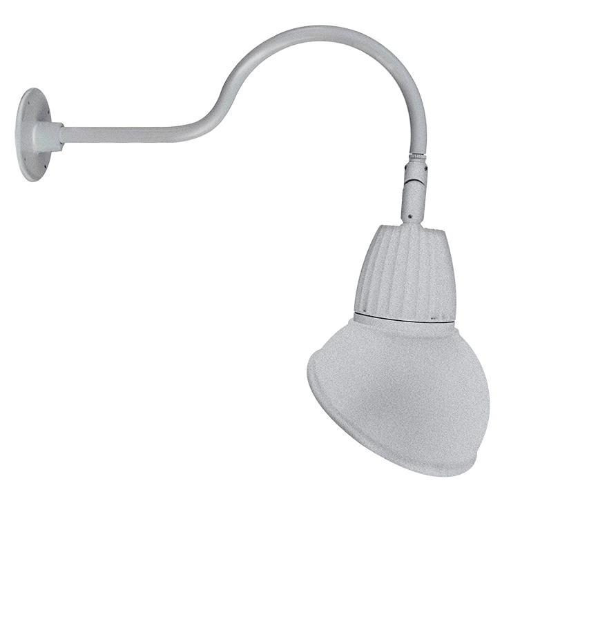 RAB Lighting Gooseneck, 13W, 4000K, 24 In. Arm, Angled Dome, 11 In., Silver, GN1LED13NSAD11S