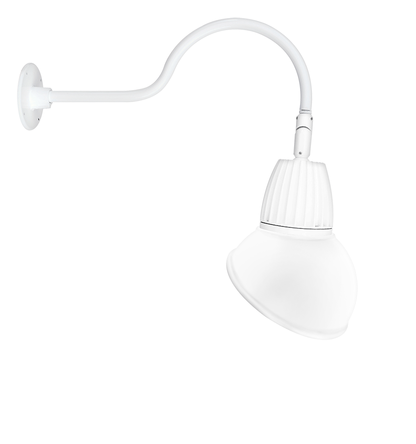 RAB Lighting Gooseneck, 13W, 4000K, 24 In. Arm, Angled Dome, 11 In. Rectangular, White, GN1LED13NRAD11W