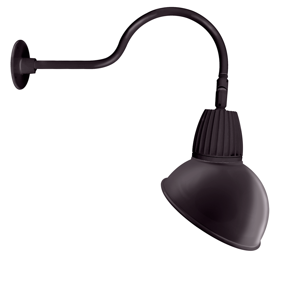 RAB Lighting Gooseneck LED Decorative Light, 13W, 4000K, 24 In. Arm, Angled Dome, Bronze, GN1LED13NADA