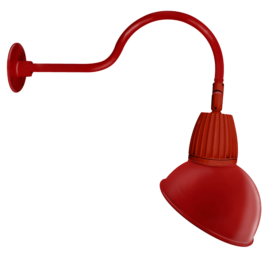 RAB Lighting Gooseneck Light, 26W, 4000K, 24 In. Arm, Dome Reflector, Red, GN1LED26NSADR