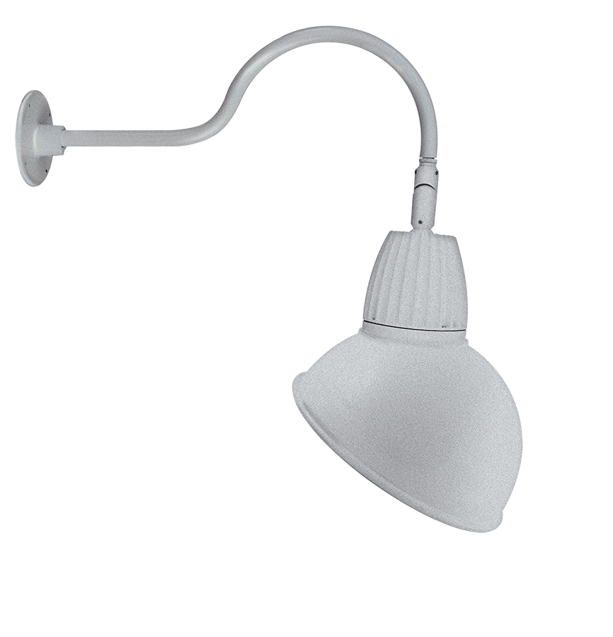 RAB Lighting Gooseneck, 13W, 3000K, 24 In. Arm, Angled Dome, 15 In., Silver, GN1LED13YRADS