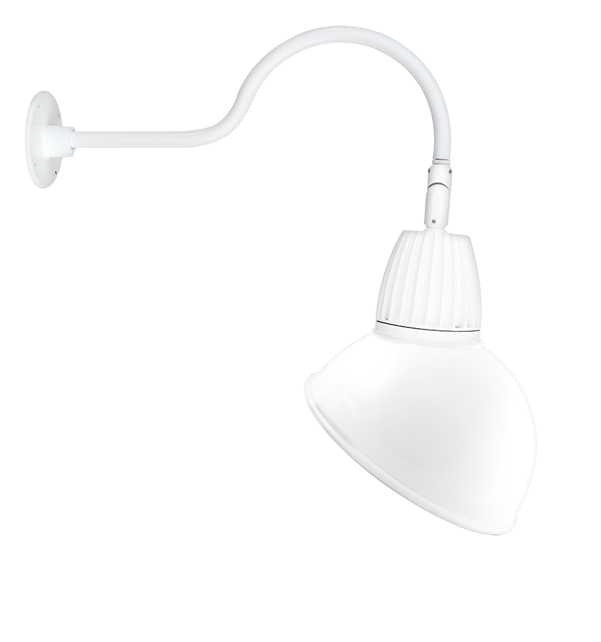 RAB Lighting Gooseneck, 26W, 4000K, 24 In. Arm, Angled Dome Flood, White, GN1LED26NADW