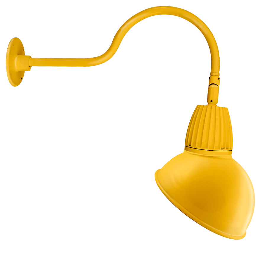 RAB Lighting Gooseneck LED Decorative Light, 13W, 4000K, 24 In. Arm, Angled Dome, Yellow, GN1LED13NADYL