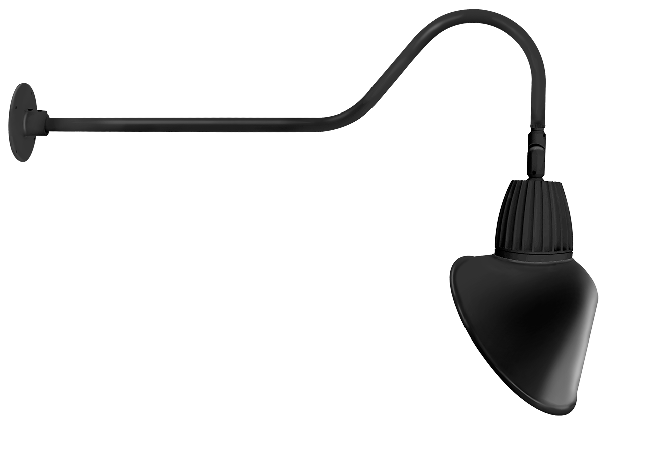 RAB Lighting 13W LED Gooseneck Barn Light, 4000K, Angled Cone, Black, GN2LED13NACB