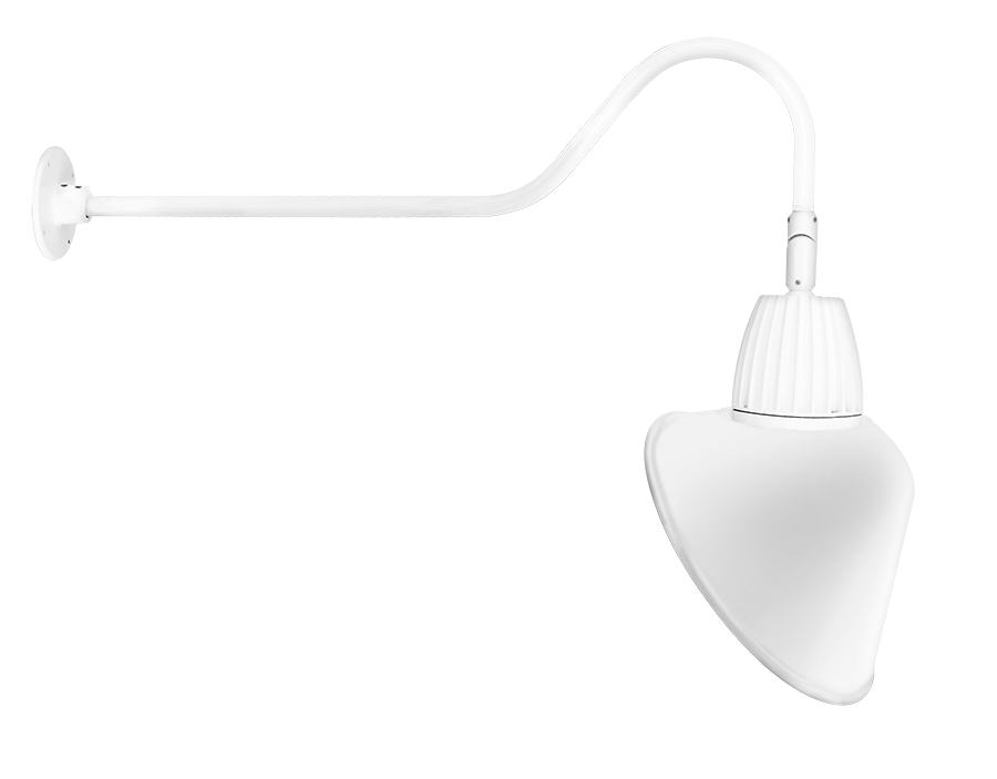 RAB Lighting 13W LED Gooseneck Barn Light, 4000K, Angled Cone, White, GN2LED13NACW