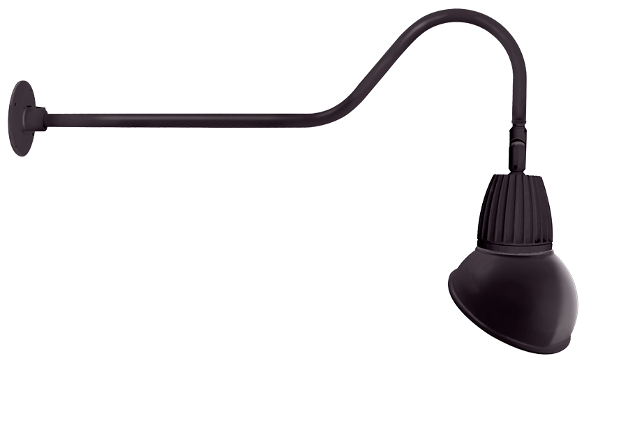 RAB Lighting Gooseneck, 26W, 4000K, 35 In. Arm, Angled Dome Rectangular, 11 In., Bronze, GN2LED26NRAD11A