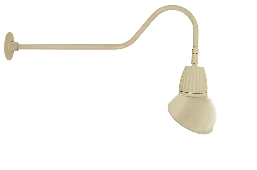 RAB Lighting Gooseneck, 26W, 3000K, 35 In. Arm, 11 In. Angled Dome, Ivory, GN2LED26YAD11I
