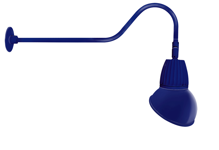 RAB Lighting Gooseneck, 13W, 4000K, 35 In. Arm, Angled Dome Flood, 11 In., Royal Blue, GN2LED13NAD11BL