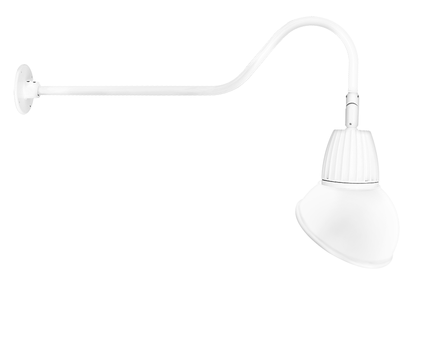 RAB Lighting Gooseneck, 26W, 4000K, 35 In. Arm, Angled Dome Rectangular, 11 In., White, GN2LED26NRAD11W