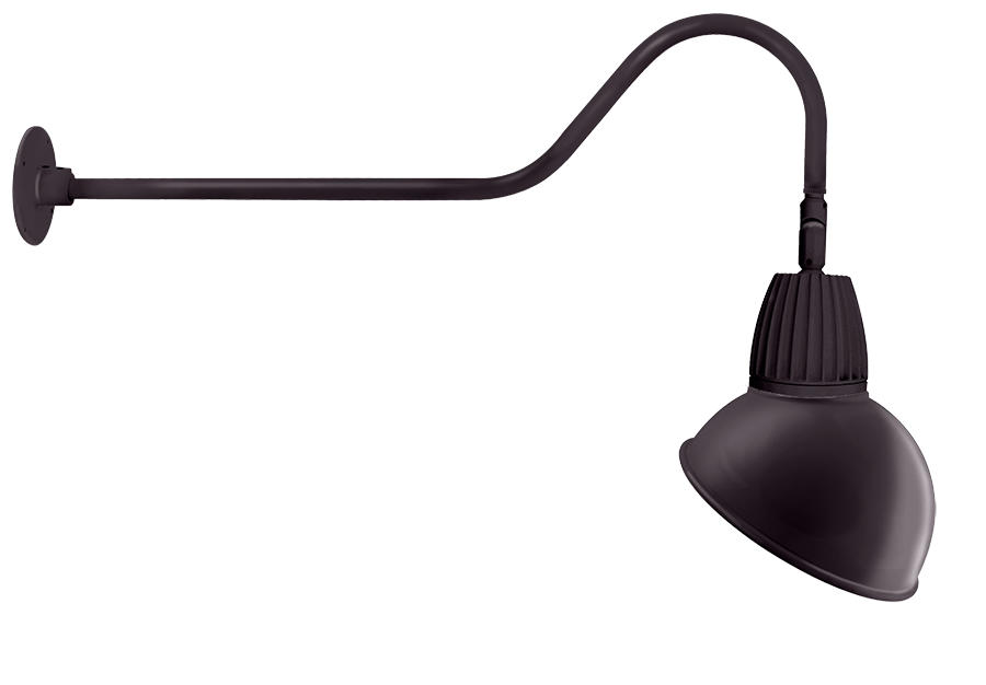 RAB Lighting Gooseneck, 26W, 4000K, 35 In. Arm, Angled Dome, Bronze, GN2LED26NADA
